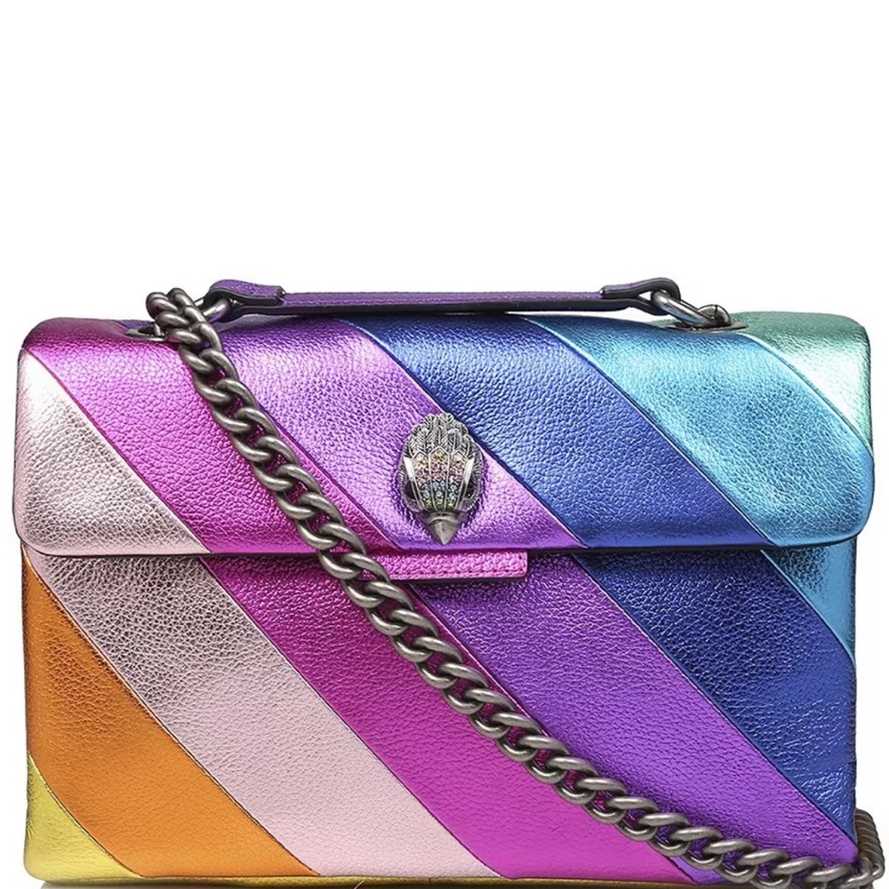 Kurt Geiger London Kensington Metallic Rainbow Striped Leather Crossbody Bag